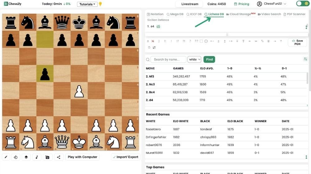 Lichess DB on Chessify