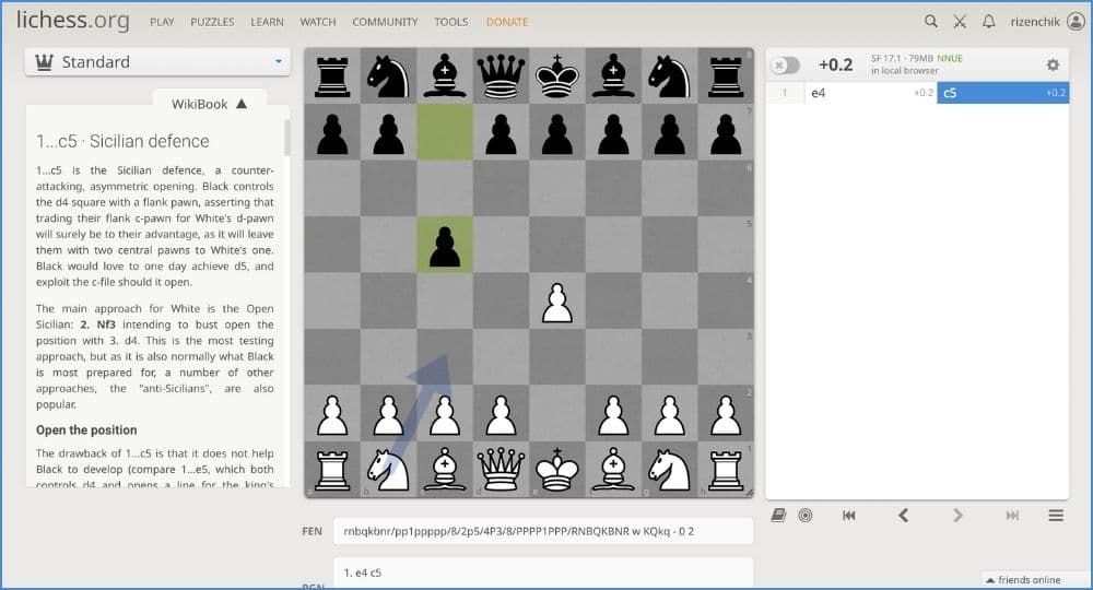 lichess analysis view