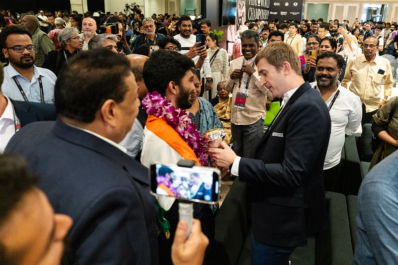 Gajewski greeting Gukesh