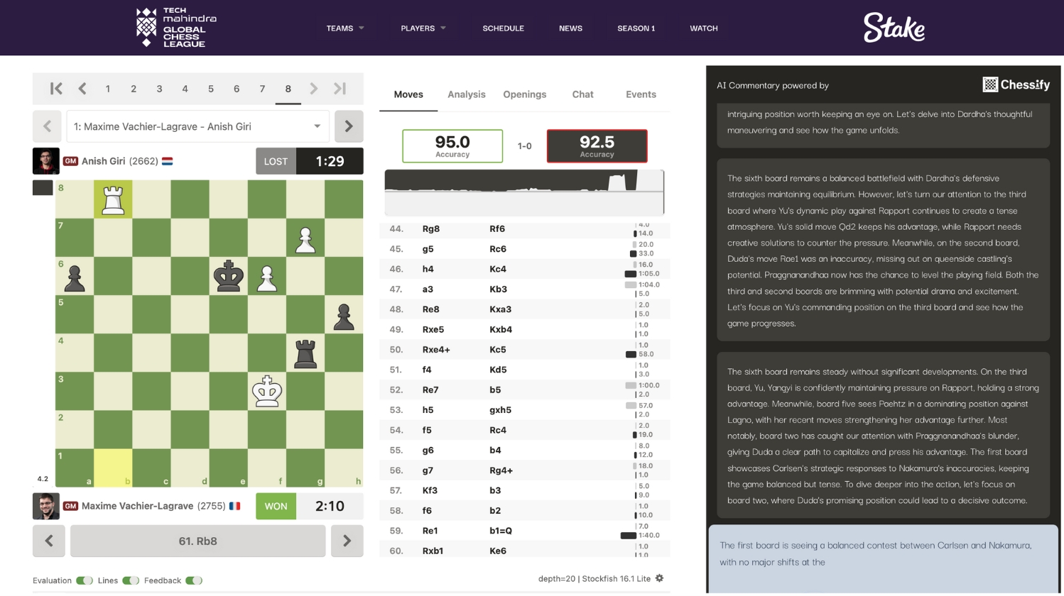 Chessifu AI commentary on GCL's website