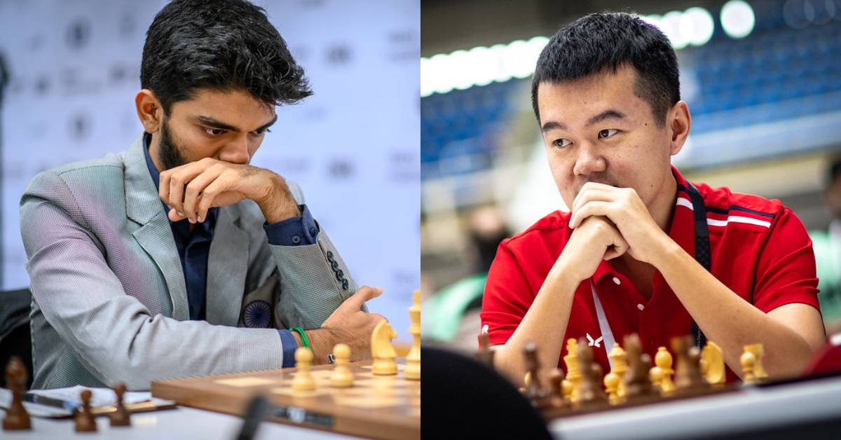 Ding Liren and Gukesh D during the 2024 Chess Olympiad