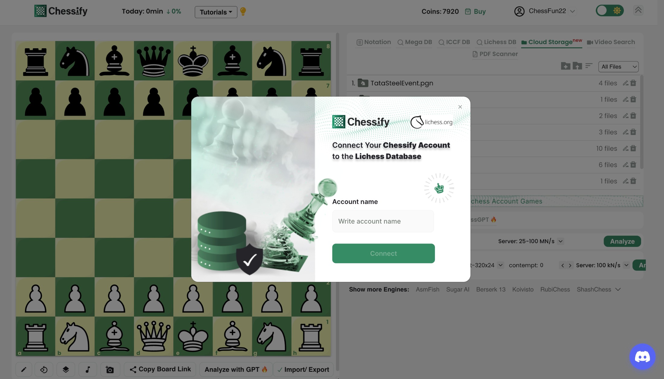 Connecting a Lichess account to Chessify