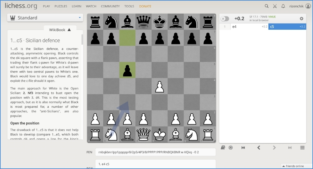 lichess analysis view